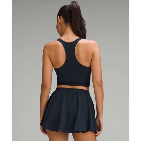 Lululemon Narrow Hem Cropped Tennis Tank Shelf Bra Top In True Navy Size 4 - Picture 2 of 6